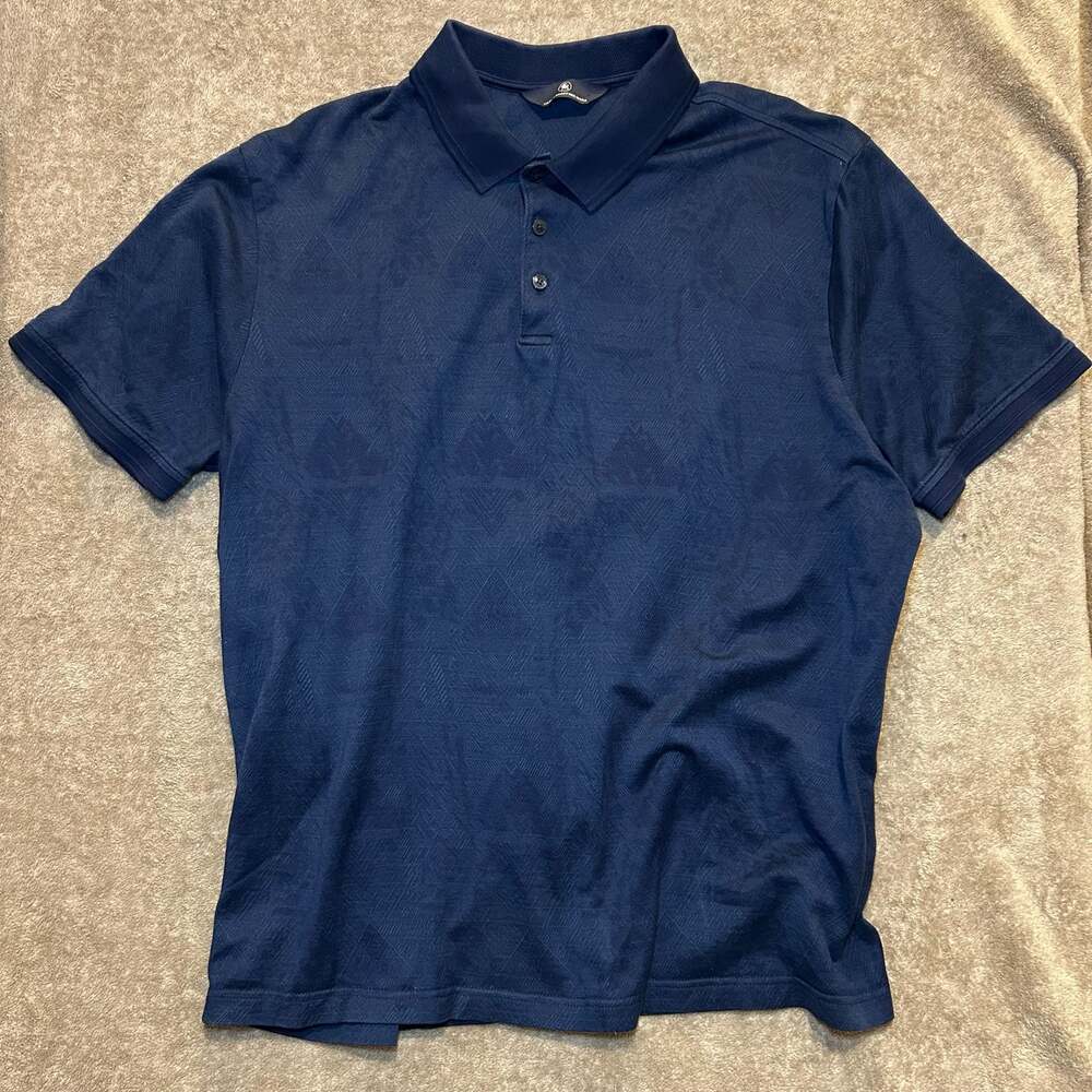 Hart Schaffner Marx Men's Blue Jacquard Short Sleeve Polo, Size XL